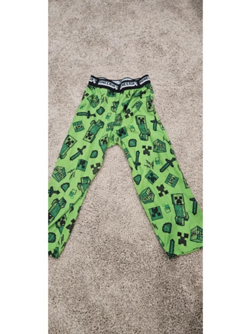 Minecraft Boys Green Fleece Pajama Pants Size S 4/5 Creeper TNT